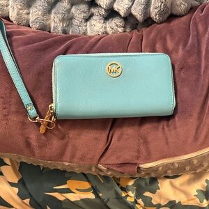 Michael Kors Aqua Blue Wristlet Wallet